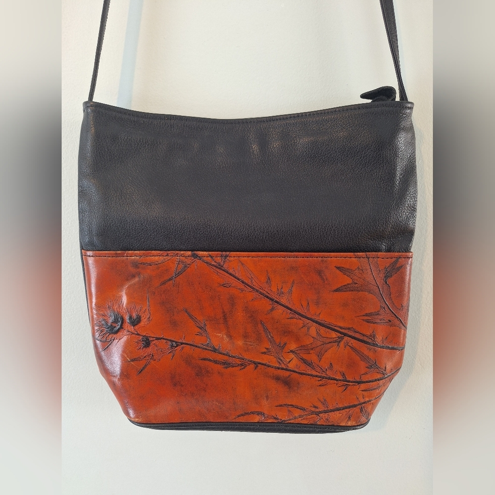 Leaf Leather Bucket Leather Crossbody bag by C. L. Whiting Designs
